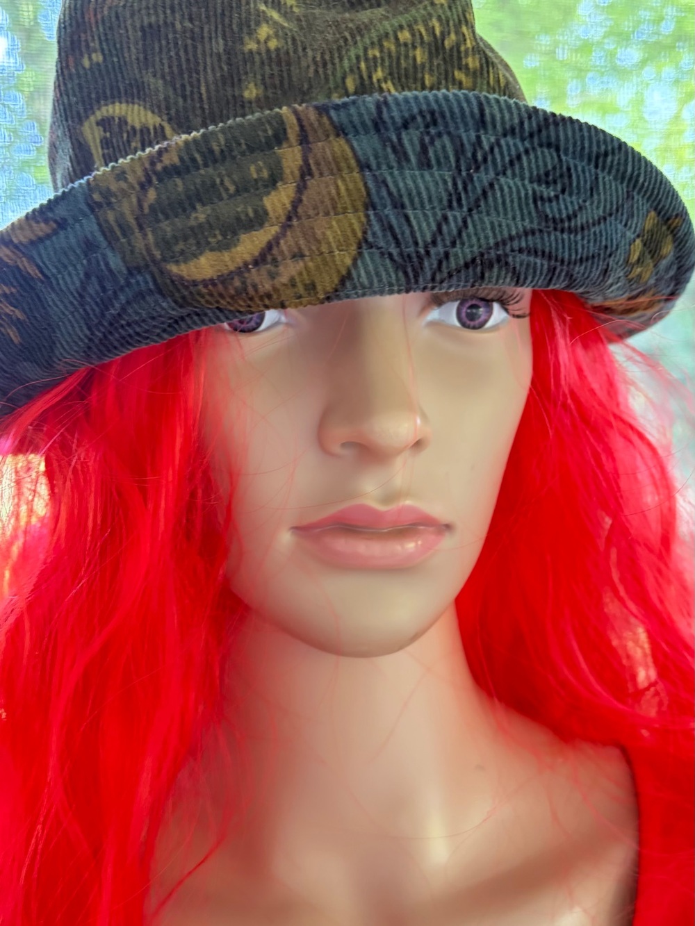 Etro Green Floral Corduroy Bucket Hat with Yellow Accents Reversible